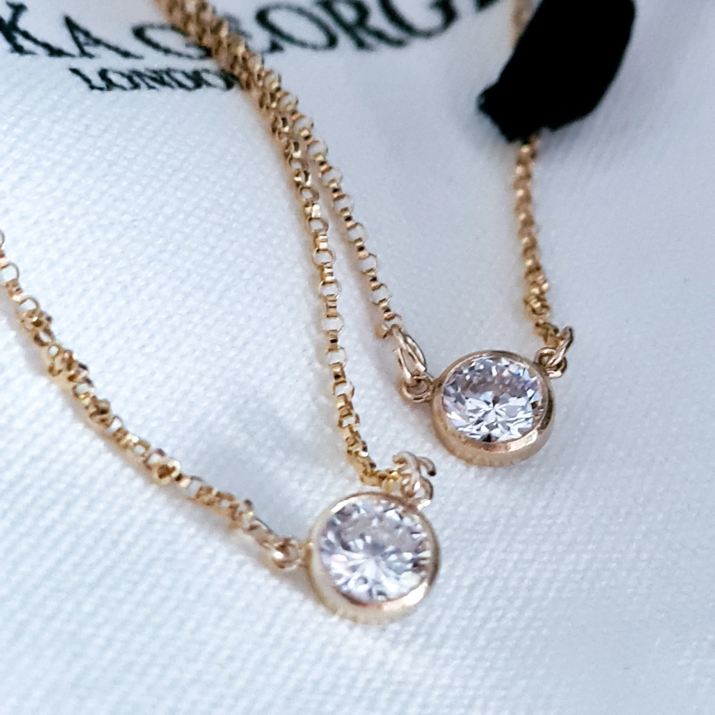 Gold Necklace - Crystal Pendant