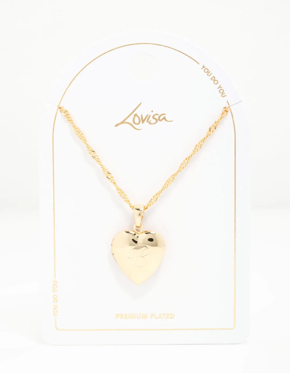 Gold Plated Heart Locket Initial B Necklace