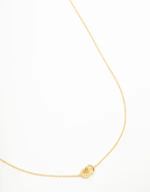 Gold Plated Sterling Silver Pave Link Extra Small Hoop Necklace