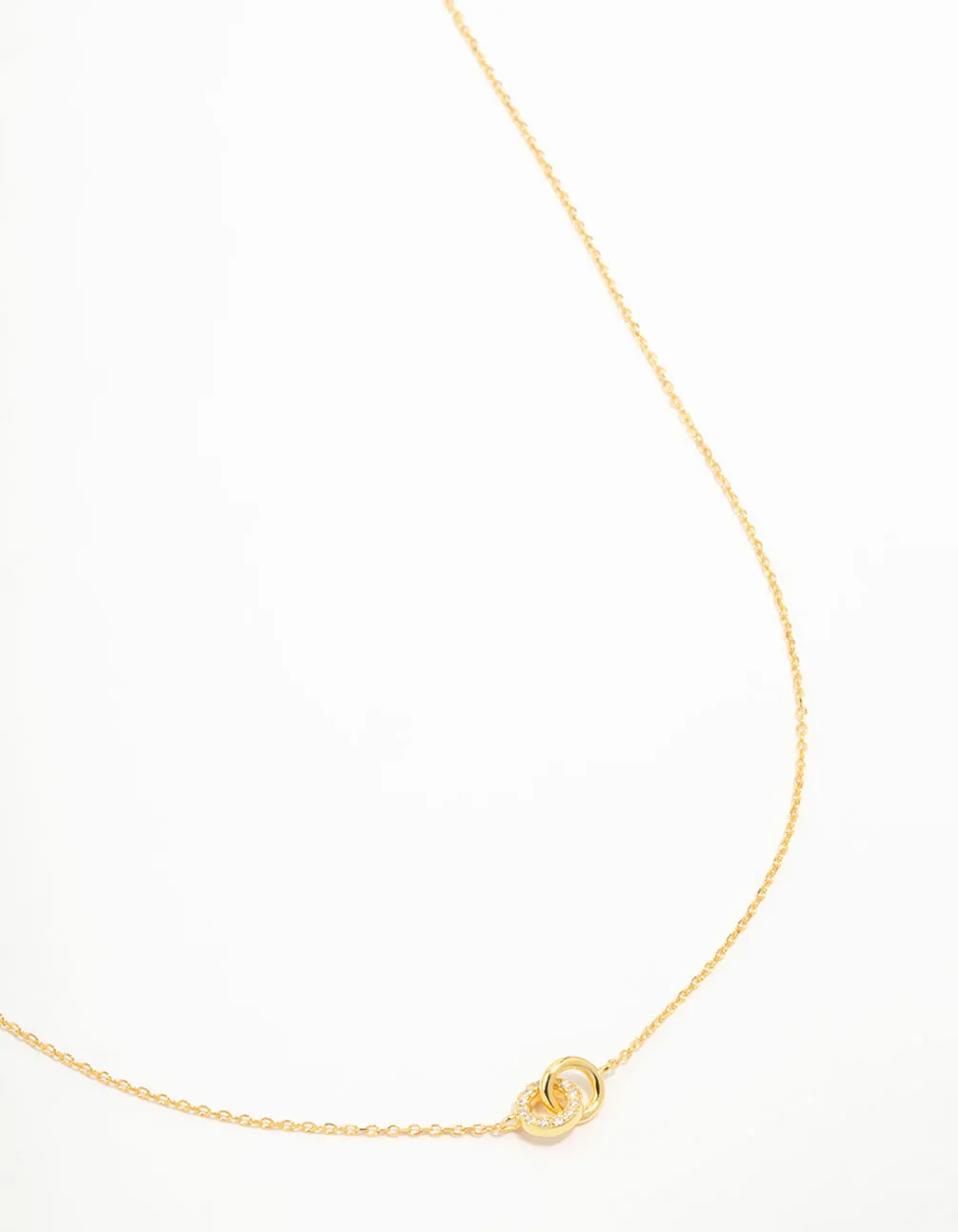 Gold Plated Sterling Silver Pave Link Extra Small Hoop Necklace