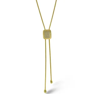 GOLD RECTANGULAR PAVE CRYSTAL PENDANT NECKLACE #12504NK-G (FD13)