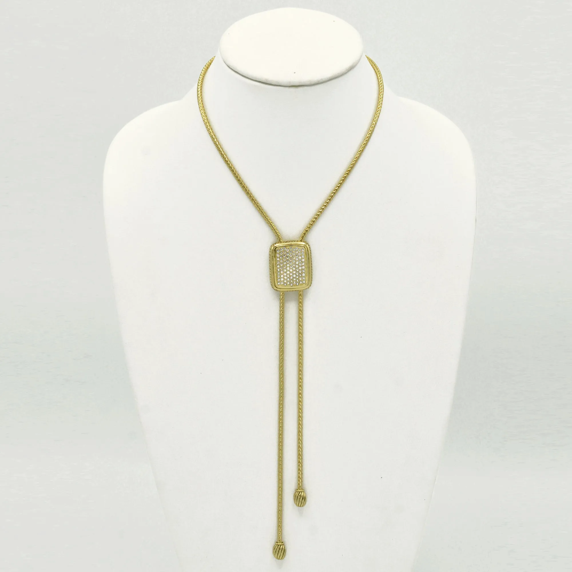 GOLD RECTANGULAR PAVE CRYSTAL PENDANT NECKLACE #12504NK-G (FD13)