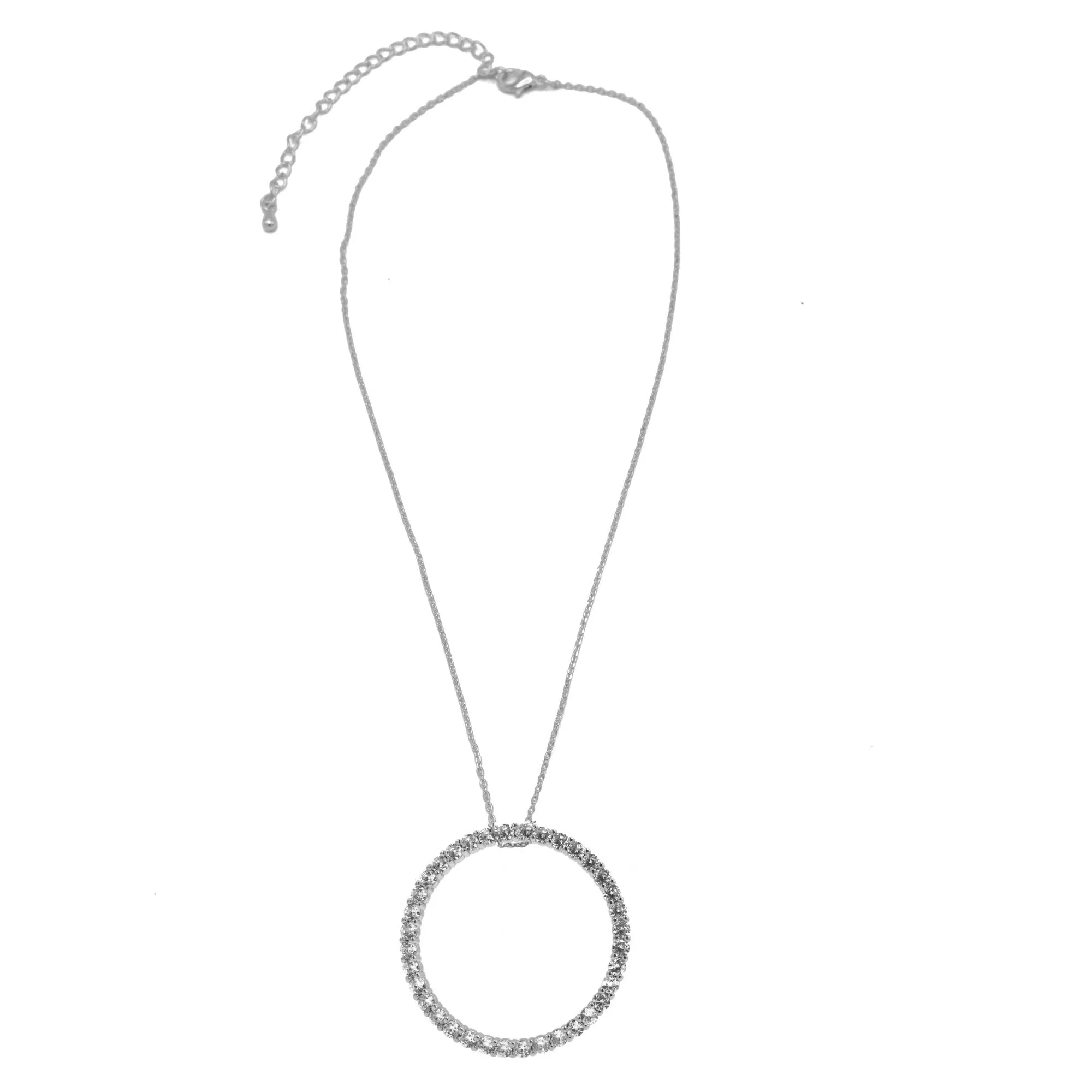 Gold round charm crystal pendant necklace #HNN90870R(HD11)
