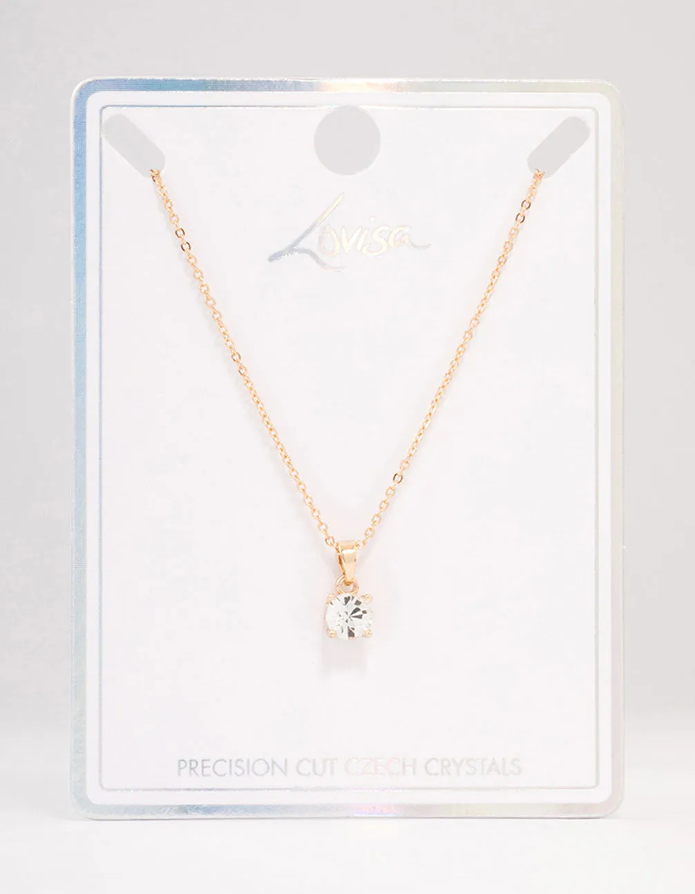 Gold Solitaire Czech Crystal Necklace