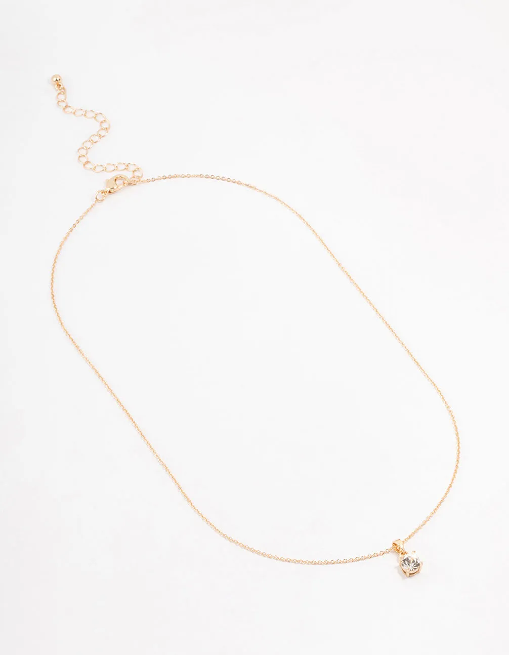 Gold Solitaire Czech Crystal Necklace