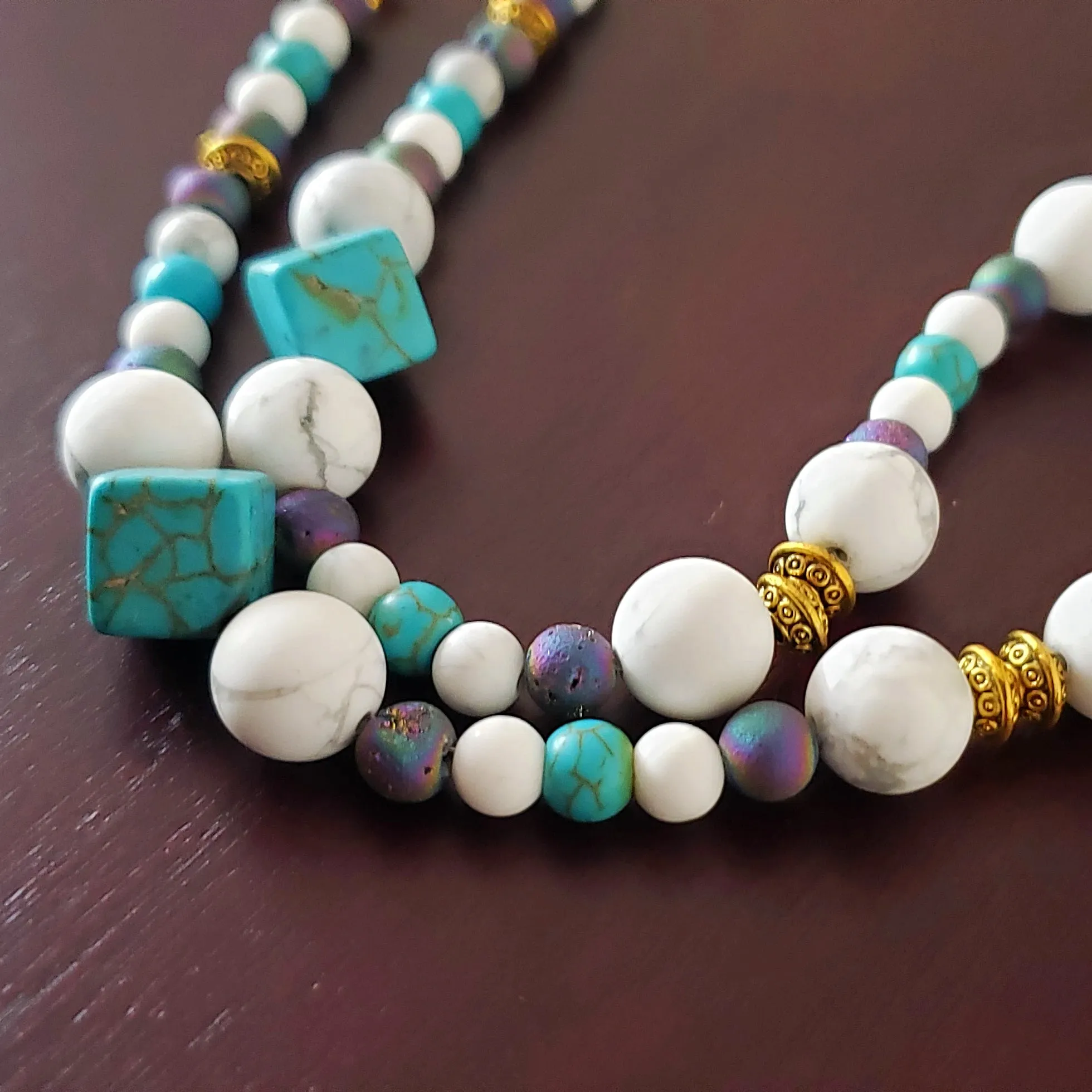 Gold-Tone Tree of Life Pendant Necklace with Opalite & Gemstones – Handmade Healing Crystal Jewelry