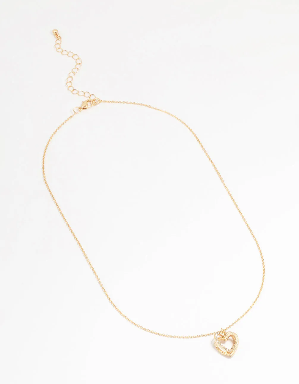 Gold Twisted Heart Pendant Necklace
