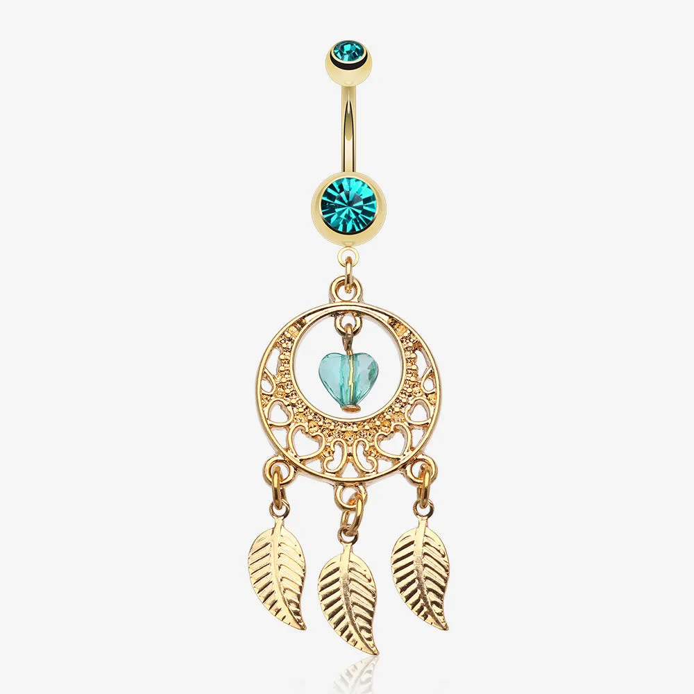 Golden Heart Dream Catcher Belly Ring