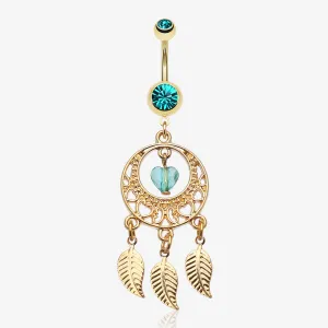 Golden Heart Dream Catcher Belly Ring