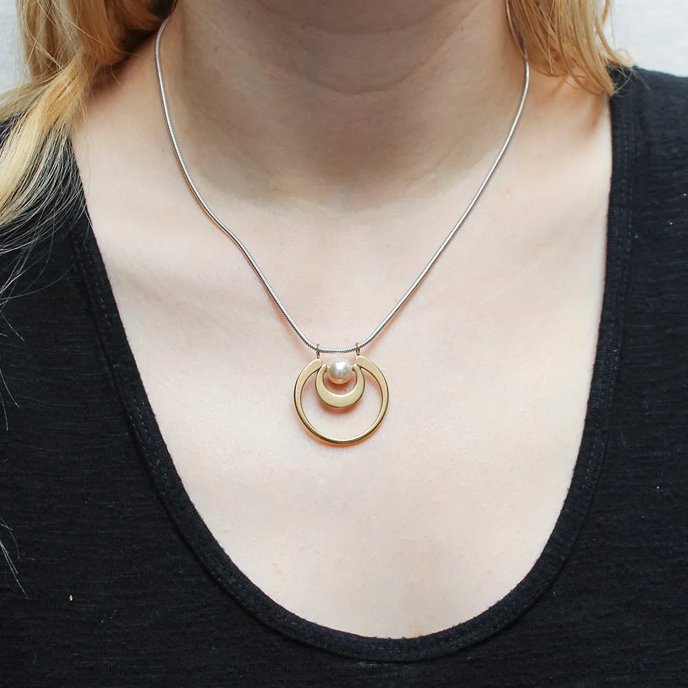 Graduated Crescents with Cream Pearl Necklace