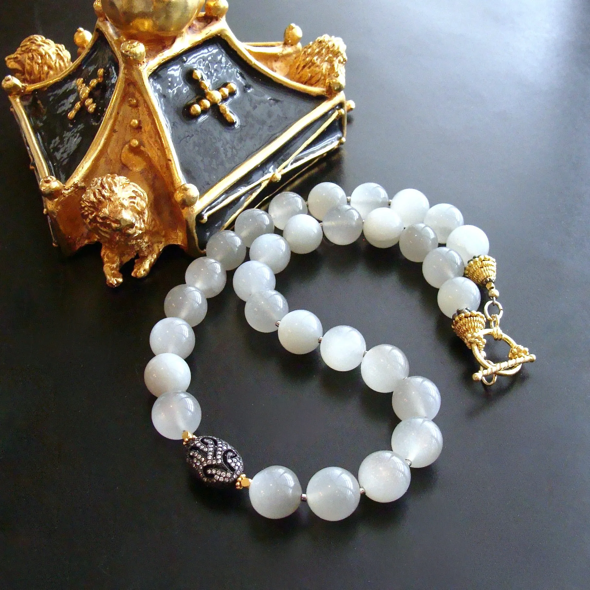 Gray Moonstone Choker Necklace - Harper II Necklace