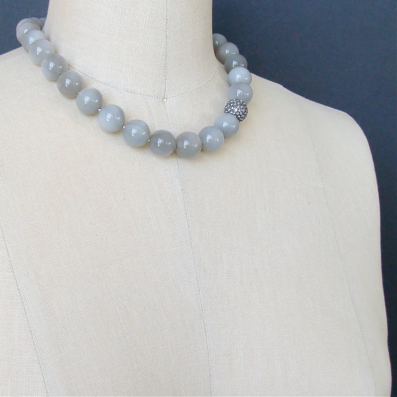 Gray Moonstone Choker Necklace - Harper Necklace