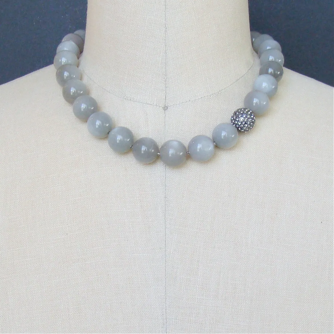 Gray Moonstone Choker Necklace - Harper Necklace