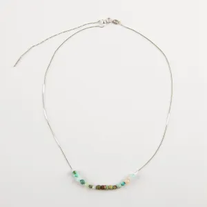 Green Turquoise & Amazonite Adjustable Slide Chain Gemstone Necklace