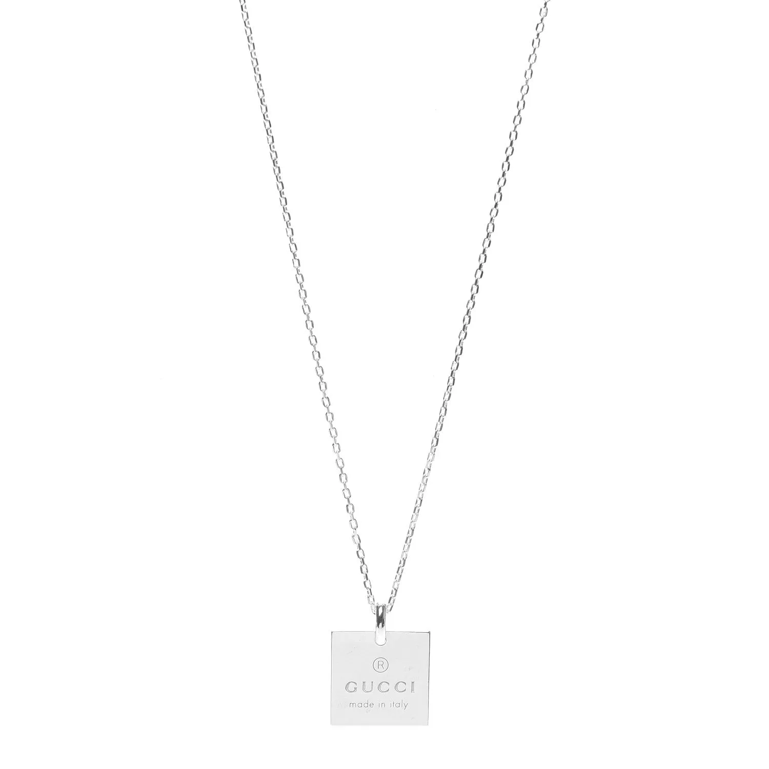 Gucci Logo Square Necklace in Sterling Silver