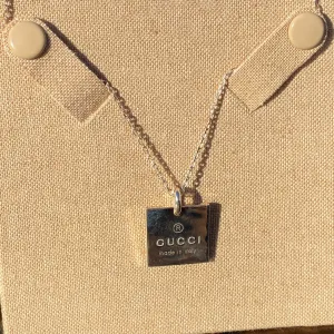 Gucci Logo Square Necklace in Sterling Silver