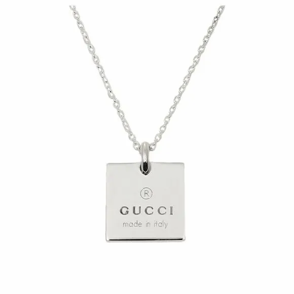 Gucci Logo Square Necklace in Sterling Silver