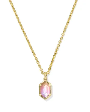 Hallie Short Pendant Necklace - Gold Sunrise Watercolor Illusion