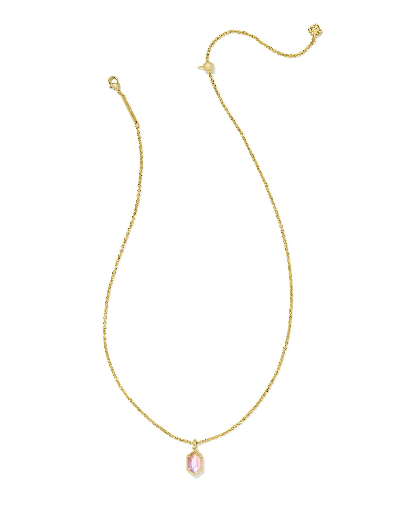 Hallie Short Pendant Necklace - Gold Sunrise Watercolor Illusion