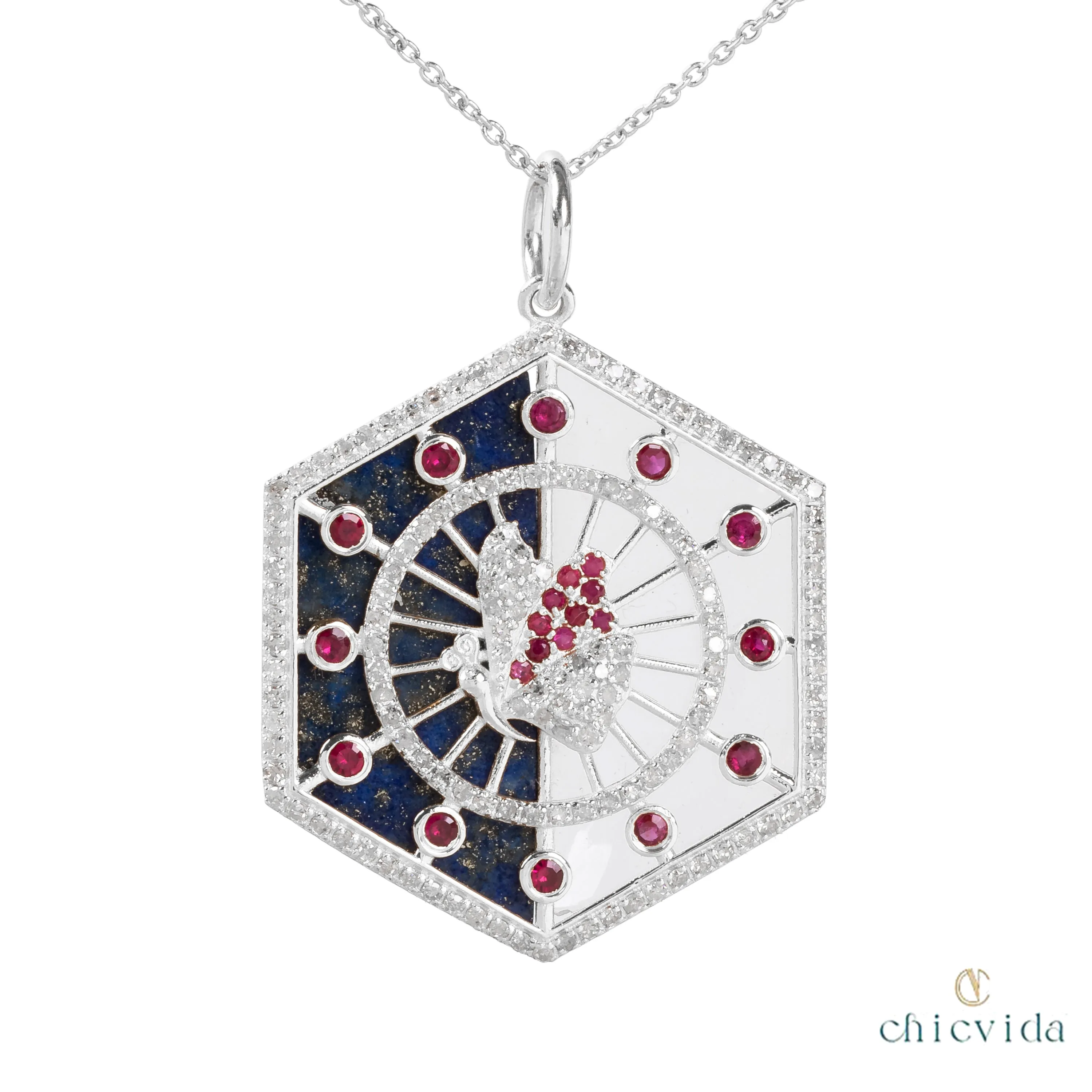 Halved Lapis Lazuli & Crystal Pendant