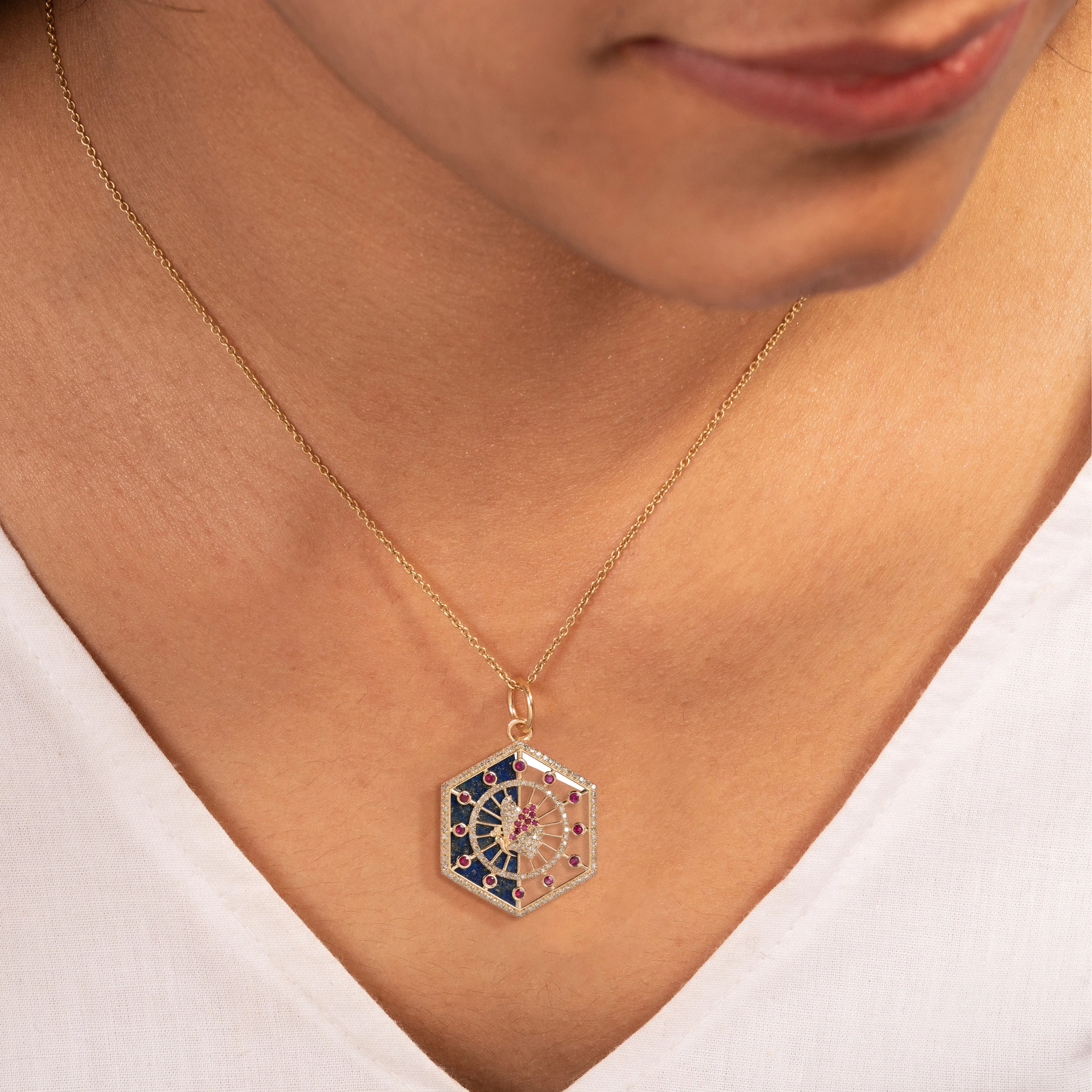 Halved Lapis Lazuli & Crystal Pendant