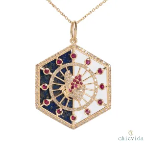 Halved Lapis Lazuli & Crystal Pendant