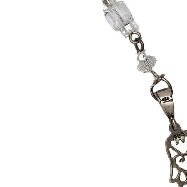 Hamsa Hand with Crystal Beads Sterling Silver Necklace