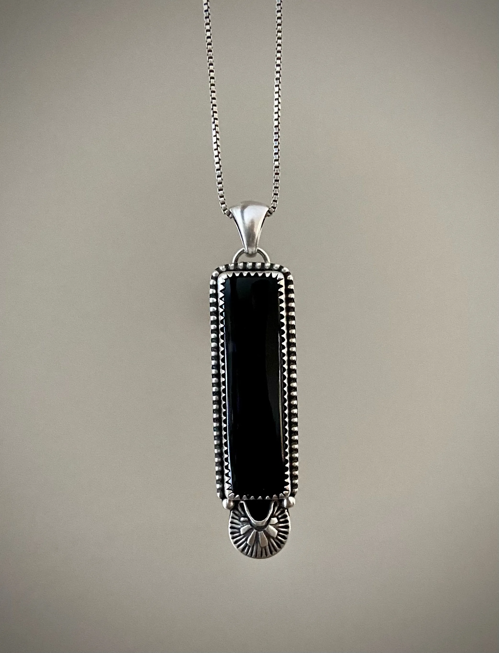 Hand Stamped Onyx Bar Pendant