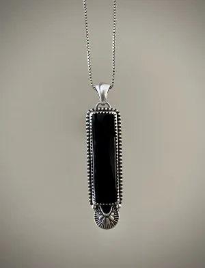 Hand Stamped Onyx Bar Pendant