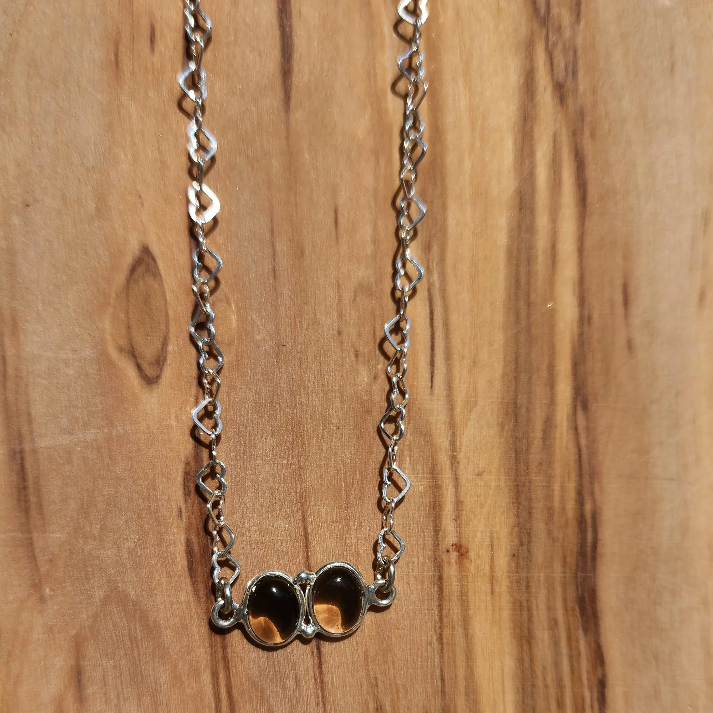 Handmade Sterling Silver Smoky Quartz Necklace – Heart-Shaped Pendant & Elongated Chain