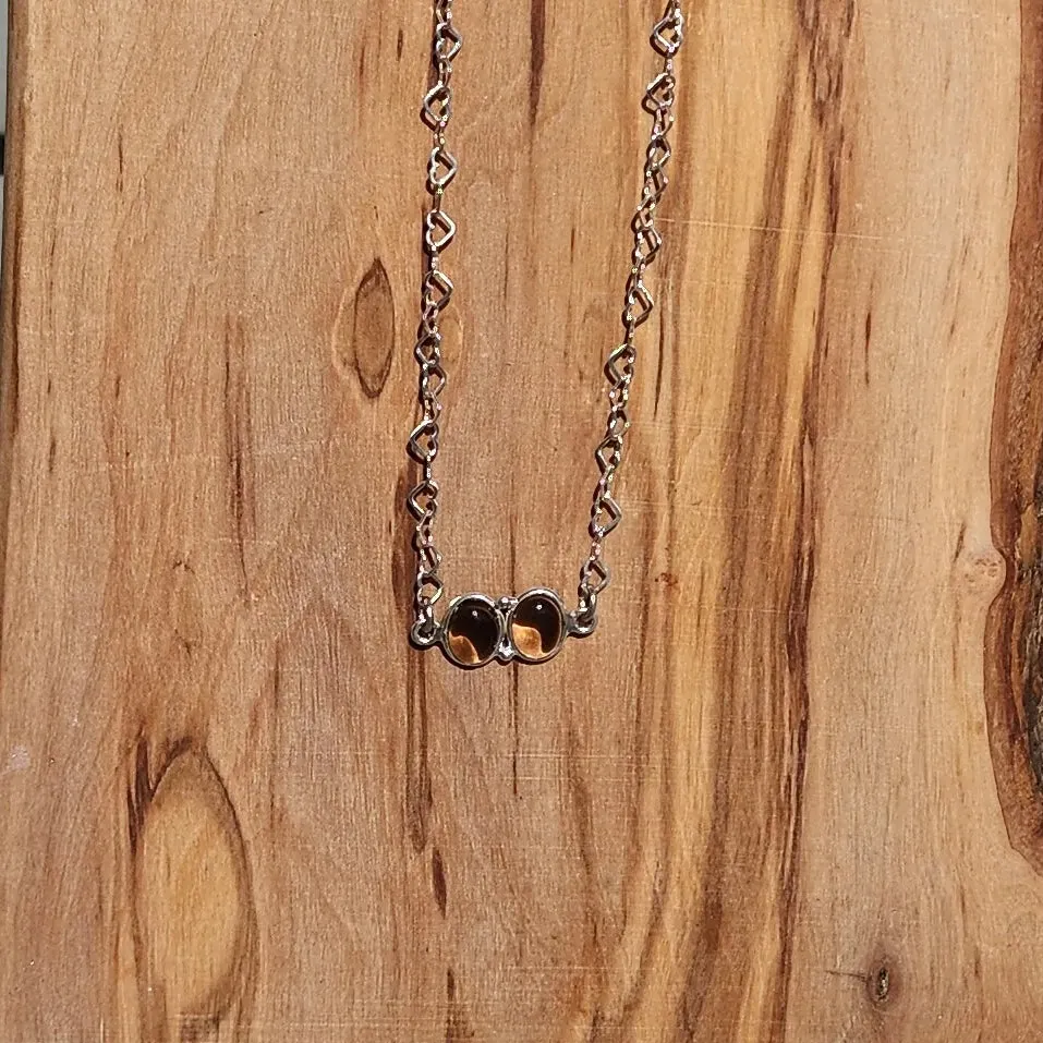 Handmade Sterling Silver Smoky Quartz Necklace – Heart-Shaped Pendant & Elongated Chain
