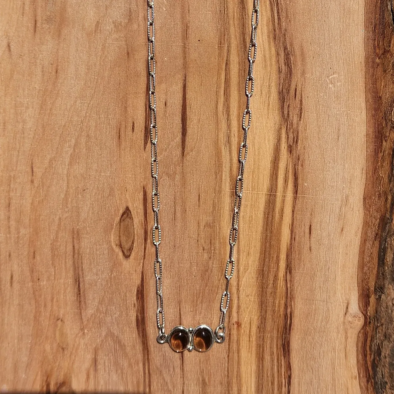 Handmade Sterling Silver Smoky Quartz Necklace – Heart-Shaped Pendant & Elongated Chain