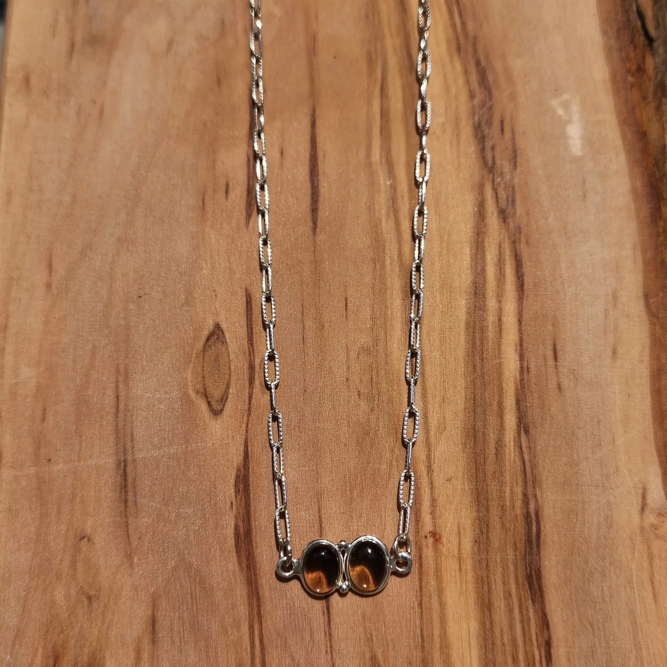 Handmade Sterling Silver Smoky Quartz Necklace – Heart-Shaped Pendant & Elongated Chain