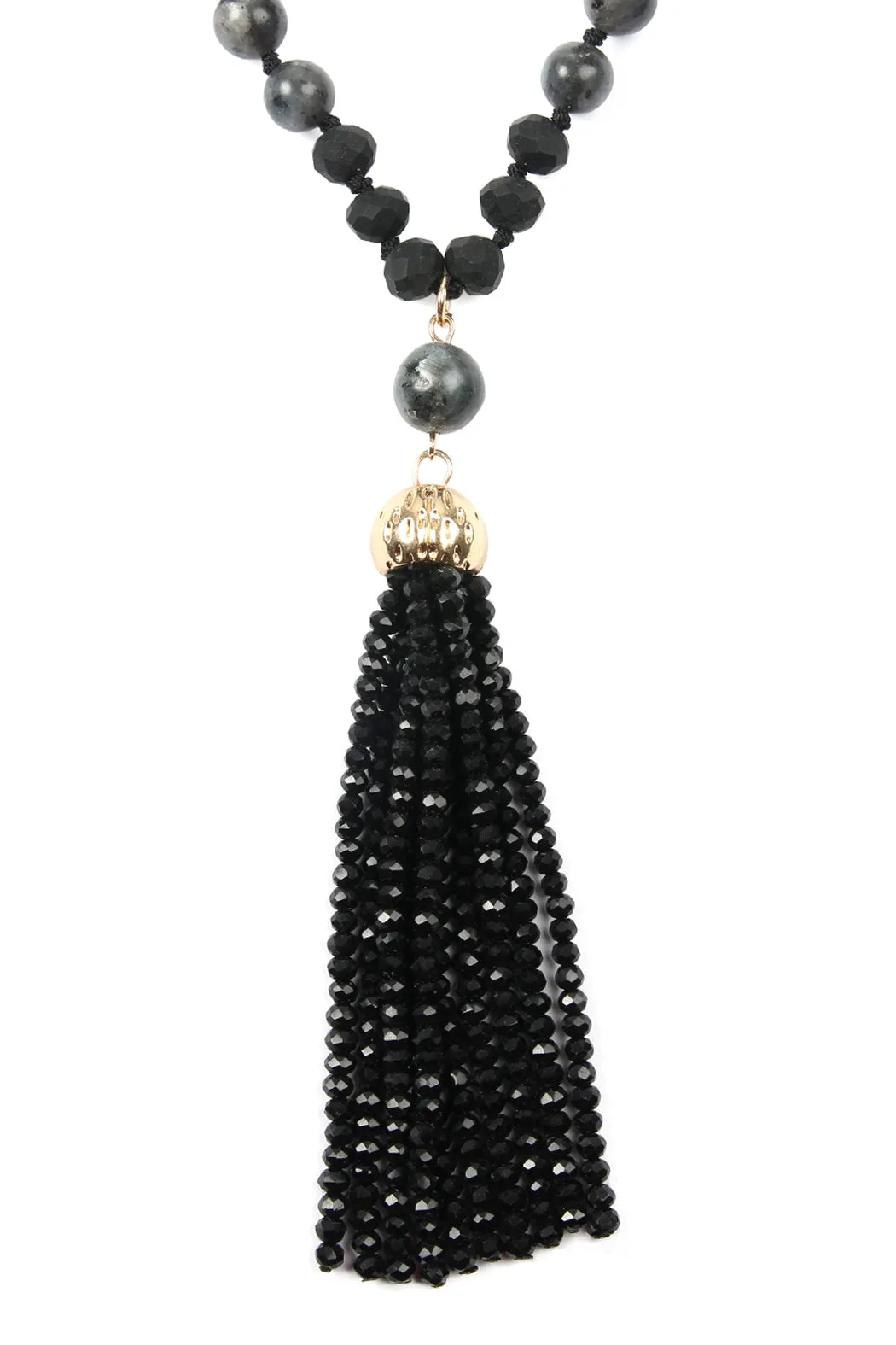 HDN2237 - BEADED TASSEL PENDANT NECKLACE