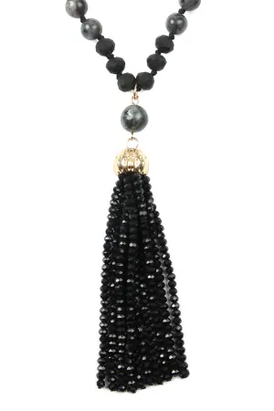 HDN2237 - BEADED TASSEL PENDANT NECKLACE
