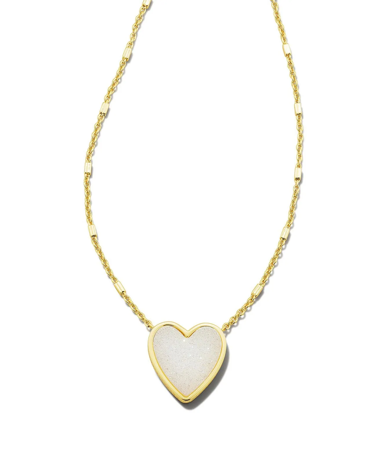 Heart Drop Necklace - Gold Iridescent Drusy