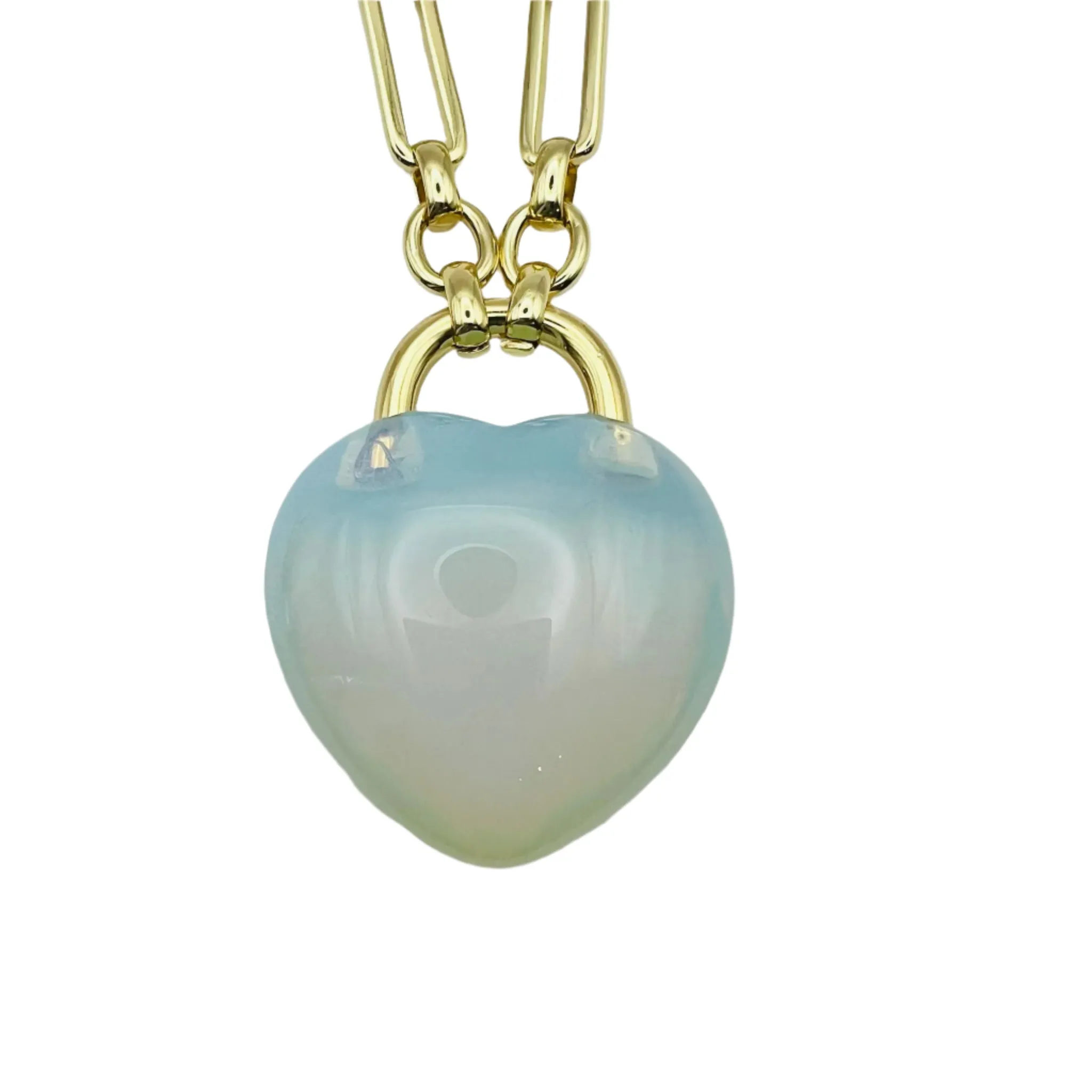 Heart Locket Necklace Opalite