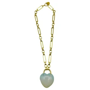 Heart Locket Necklace Opalite