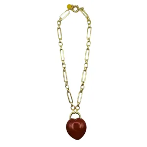 Heart Locket Necklace Red Agate