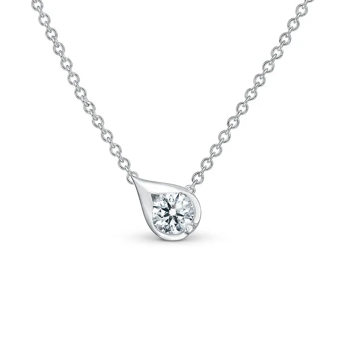 Hearts On Fire LU 18k White Gold Diamond Droplet Necklace - .33cts
