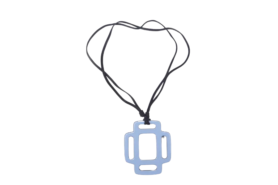 HERMES NECKLACE HORN LIGHT BLUE WITH DUST COVER