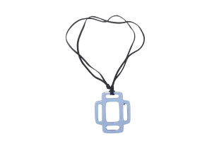 HERMES NECKLACE HORN LIGHT BLUE WITH DUST COVER