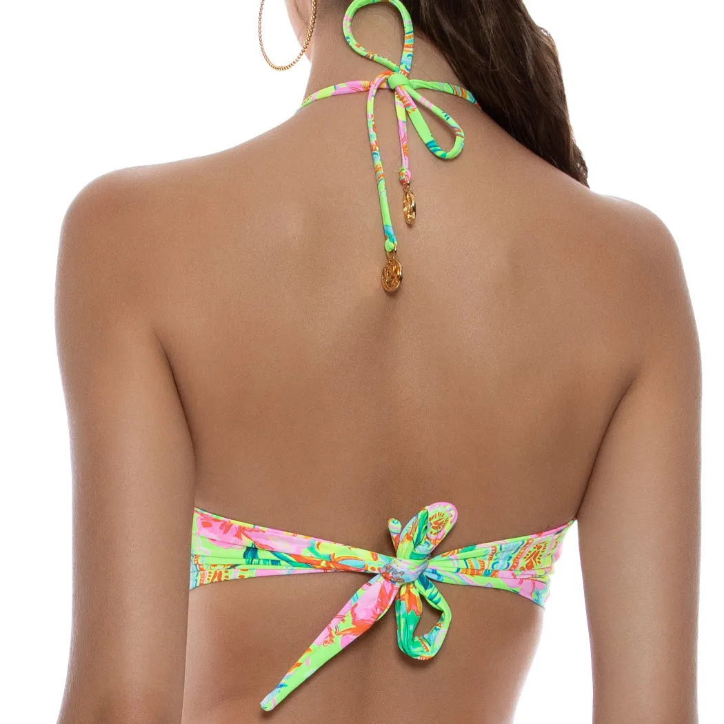 HIBISCUS DREAM - Ring Drawstring Bandeau Top
