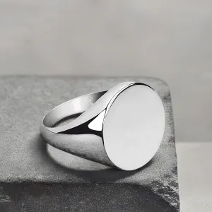 High Polished Men's Pinky Ring 925 Silver Simple Round Signet Ring