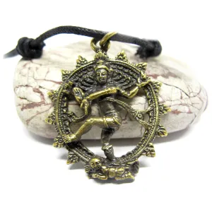 Hindu Goddess Lord Shiva Nataraja In Cosmic Dancer Pose Pendant, Brass