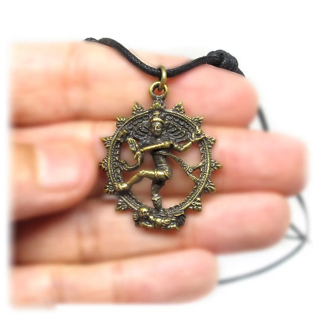 Hindu Goddess Lord Shiva Nataraja In Cosmic Dancer Pose Pendant, Brass