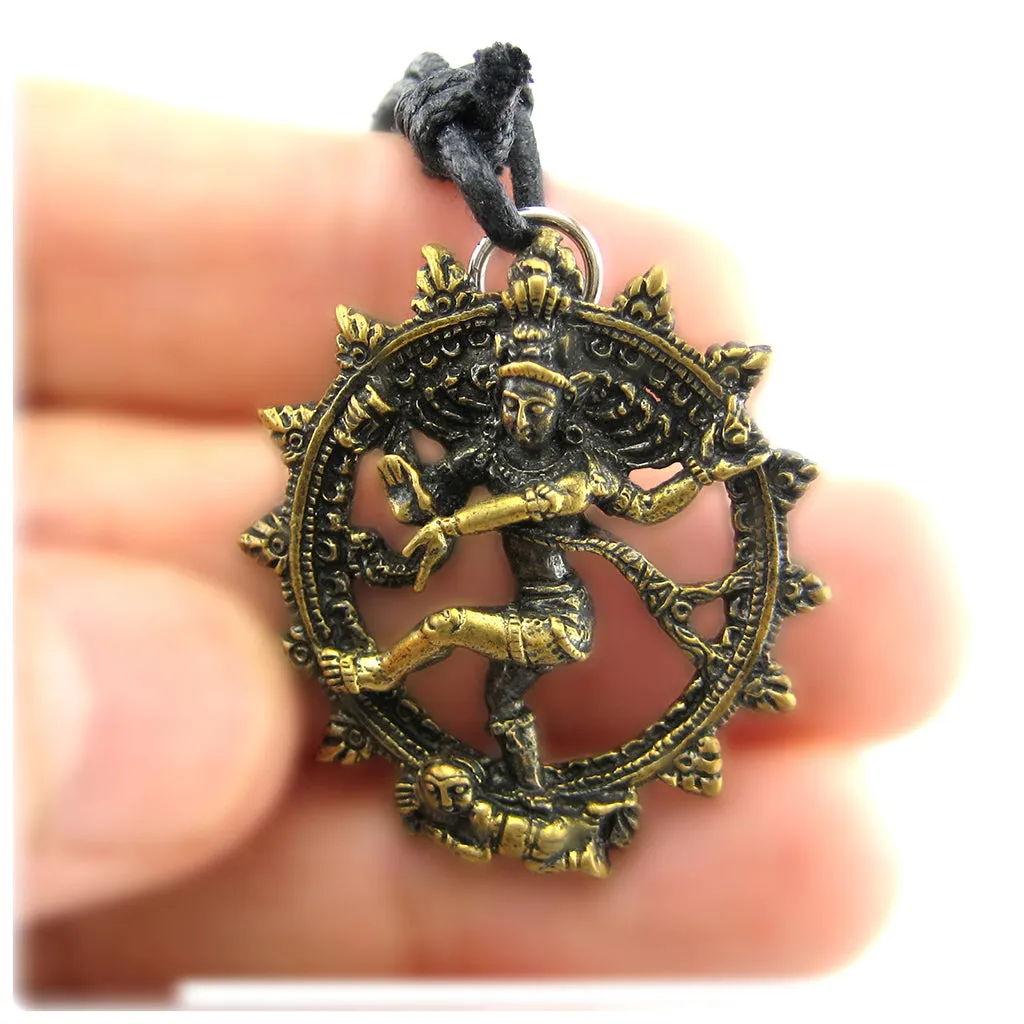 Hindu Goddess Lord Shiva Nataraja In Cosmic Dancer Pose Pendant, Brass