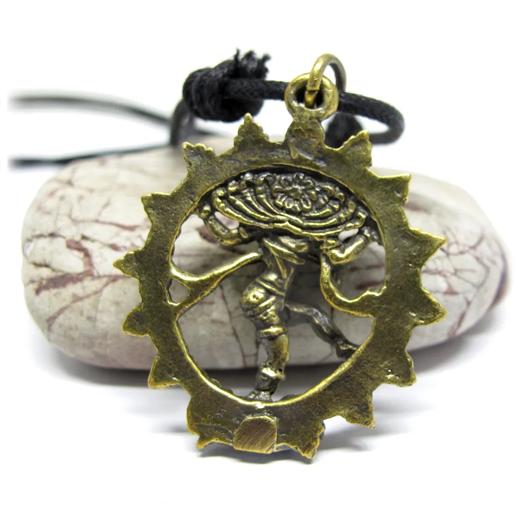 Hindu Goddess Lord Shiva Nataraja In Cosmic Dancer Pose Pendant, Brass