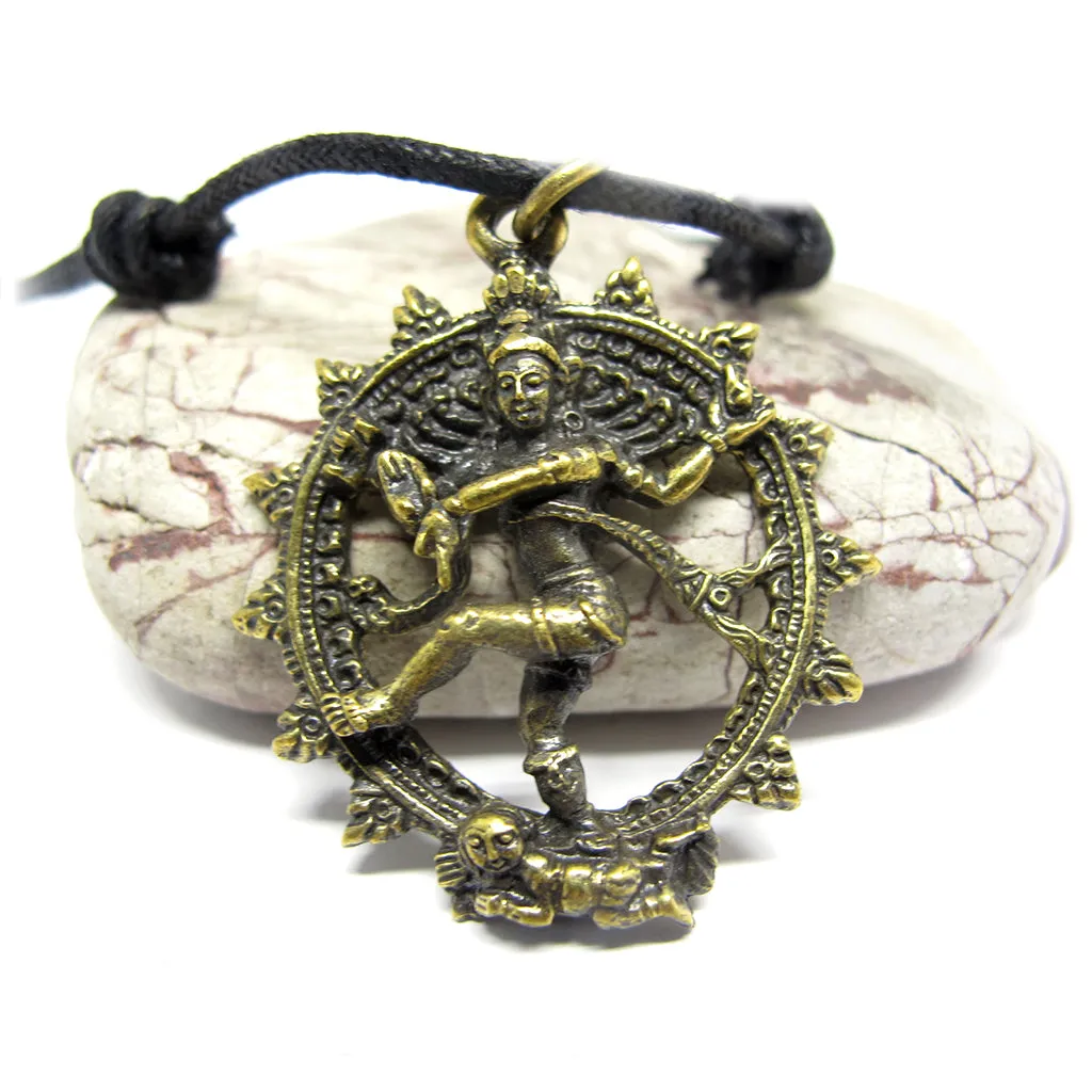 Hindu Goddess Lord Shiva Nataraja In Cosmic Dancer Pose Pendant, Brass