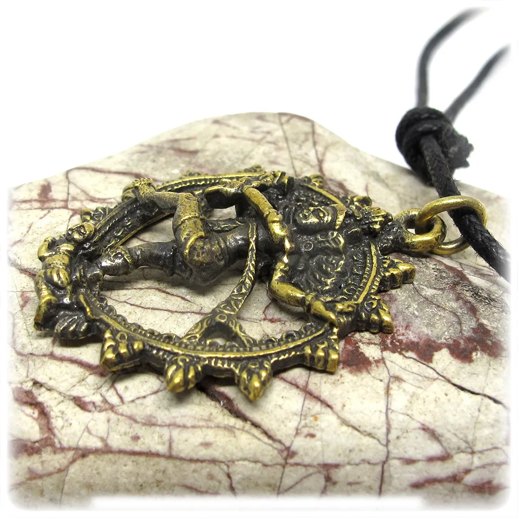 Hindu Goddess Lord Shiva Nataraja In Cosmic Dancer Pose Pendant, Brass